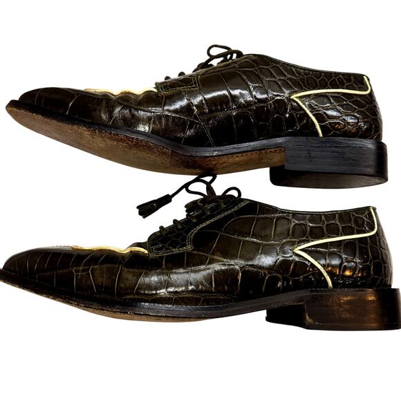Marco Vicci 9 .5 Alligator True Ventage Men's Dress Shoe Rounded Toe 9 1/2 - Picture 5 of 9